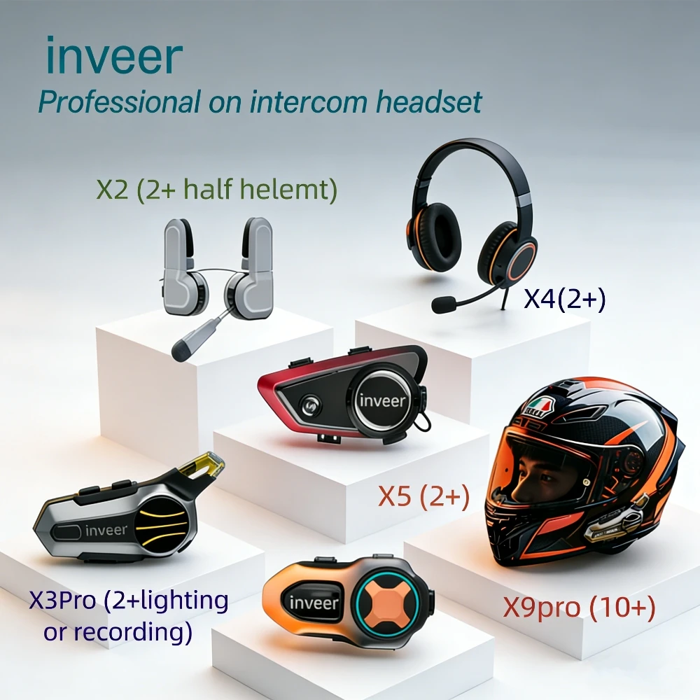 Inveer Motorcycle Intercom Dual Pack, Helmet Heads